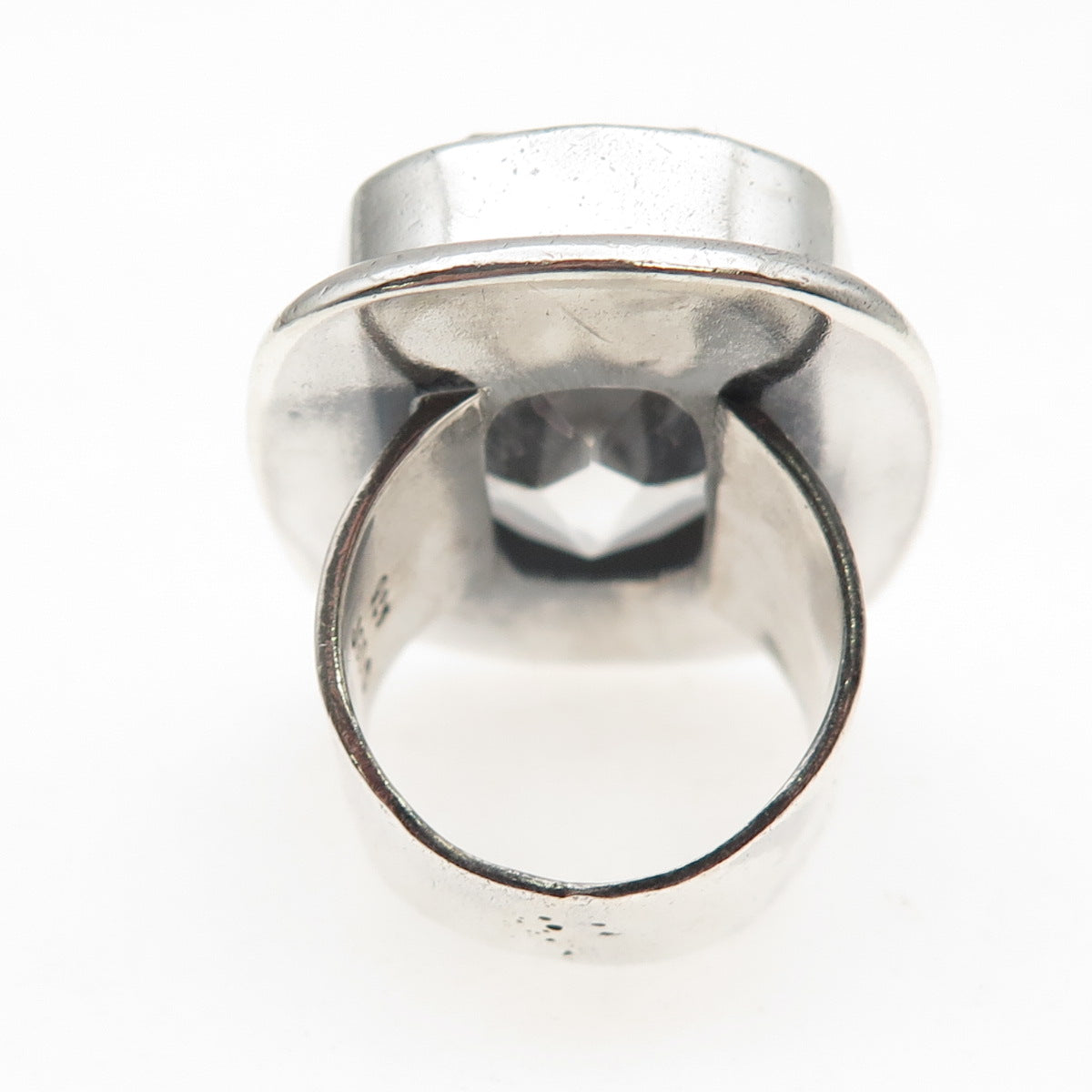Janice Girardi 925 Sterling Vintage Real Crystal Modernist Oxidized Ring Size 5