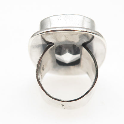 Janice Girardi 925 Sterling Vintage Real Crystal Modernist Oxidized Ring Size 5