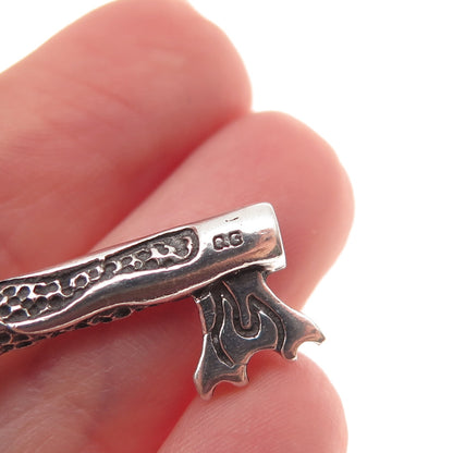 925 Sterling Silver Vintage Flaming Skeleton Key Oxidized Pendant