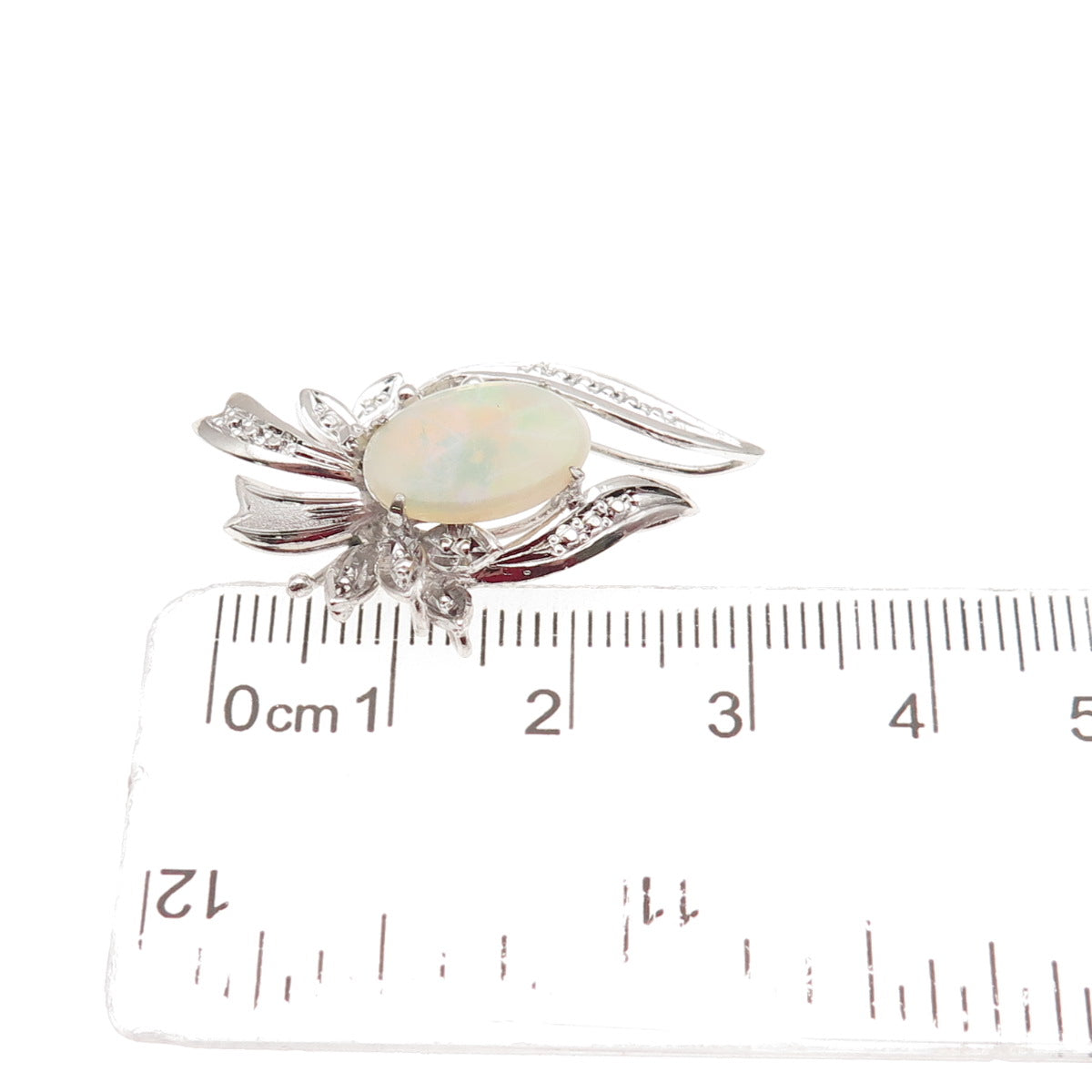 925 Sterling Silver Vintage Real Opal Floral Slide Charm Pendant