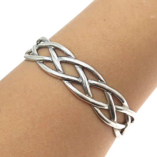 925 Sterling Silver Vintage Celtic Knot Adjustable Cuff Bracelet 6.75"