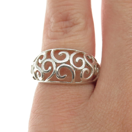 925 Sterling Silver Vintage Swirl Ornate Ring Size 5.25