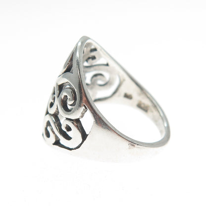 925 Sterling Silver Vintage Swirl Oxidized Ring Size 6