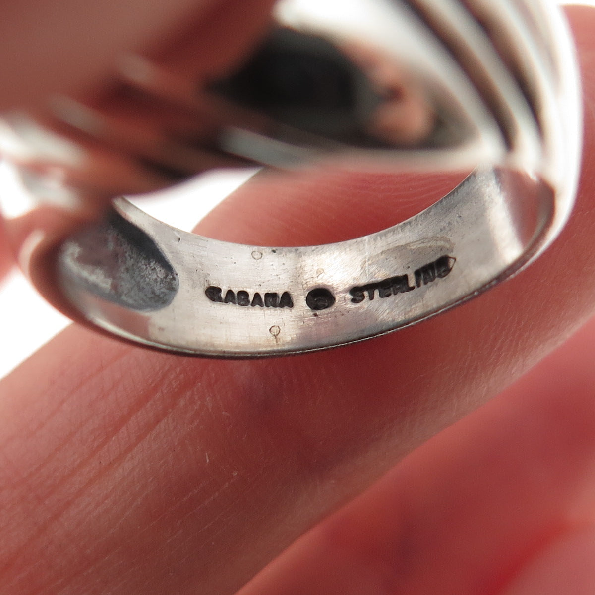 Kabana 925 Sterling Silver Vintage Modernist Oxidized Ring Size 8.25