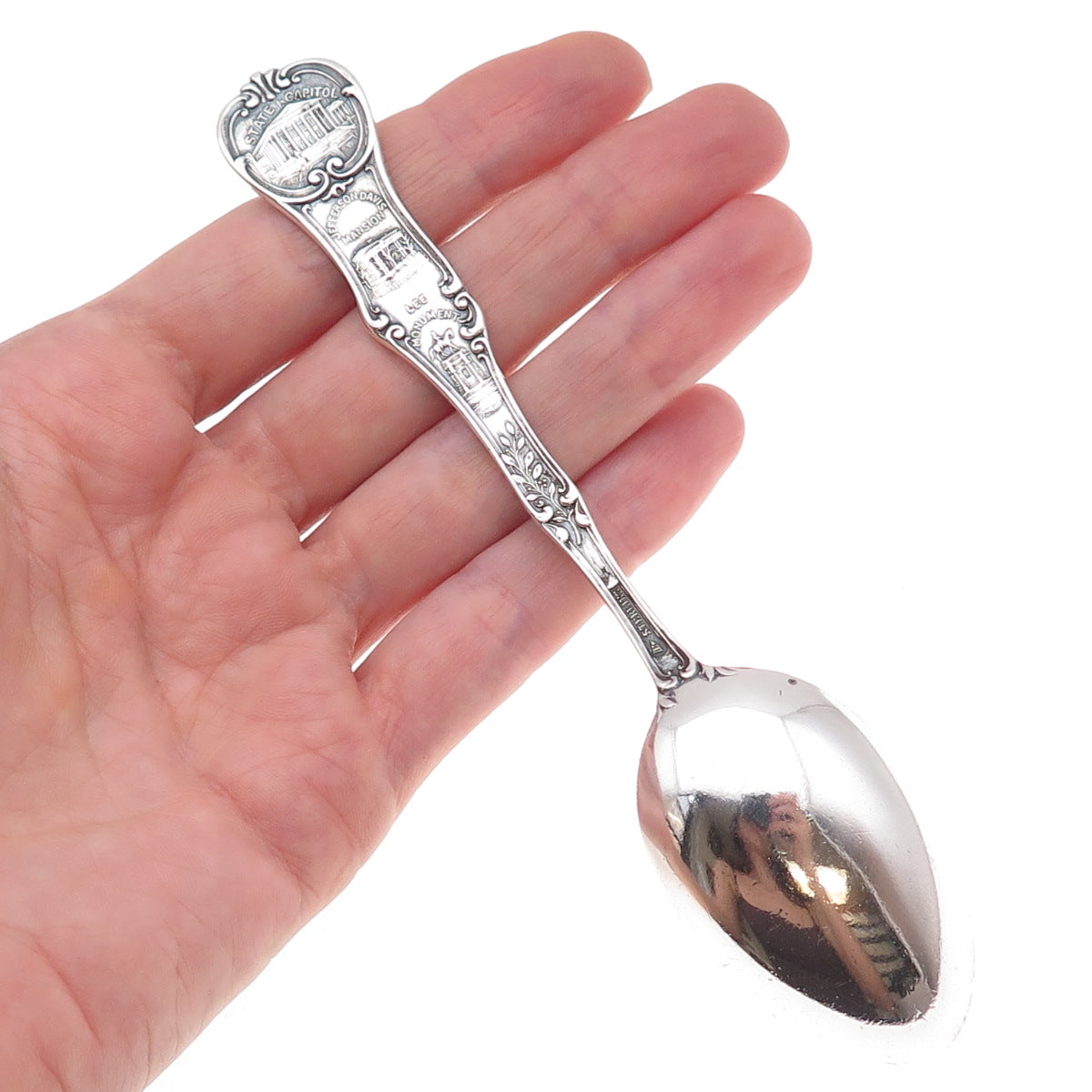 Mechanics 925 Sterling Silver Antique Art Deco Virginia State Coffee Spoon