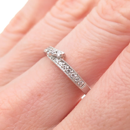 925 Sterling Silver Round-Cut C Z Bypass Ring Size 7.25