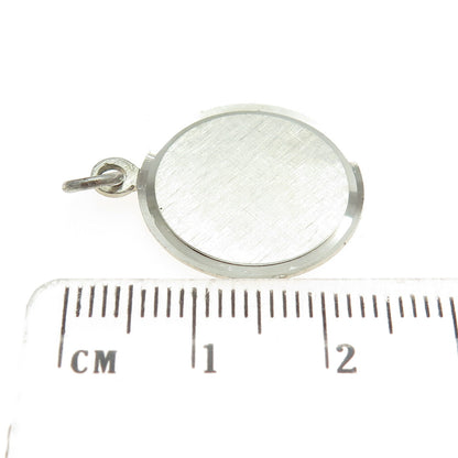 WELLS 925 Sterling Silver Vintage Engravable Round Tag Charm Pendant