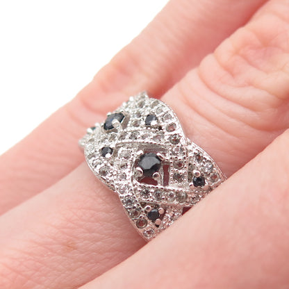DBJ Dee Berkle 925 Sterling Silver Real Sapphire & White Topaz Ring Size 5