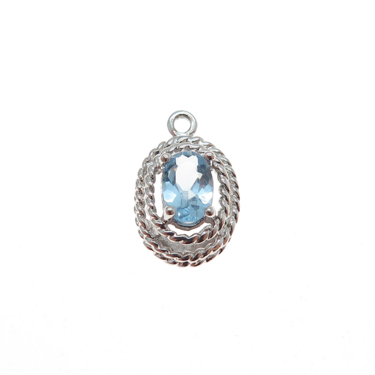 ROSS SIMONS 925 Sterling Silver Real Blue Topaz Minimalist Charm Pendant