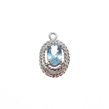 ROSS SIMONS 925 Sterling Silver Real Blue Topaz Minimalist Charm Pendant