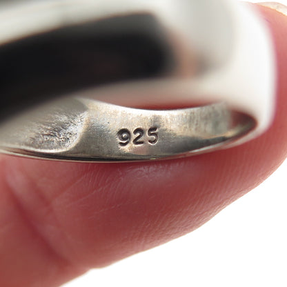 KEN CRAFTS 925 Sterling Silver Vintage Modernist Bypass Oxidized Ring Size 8
