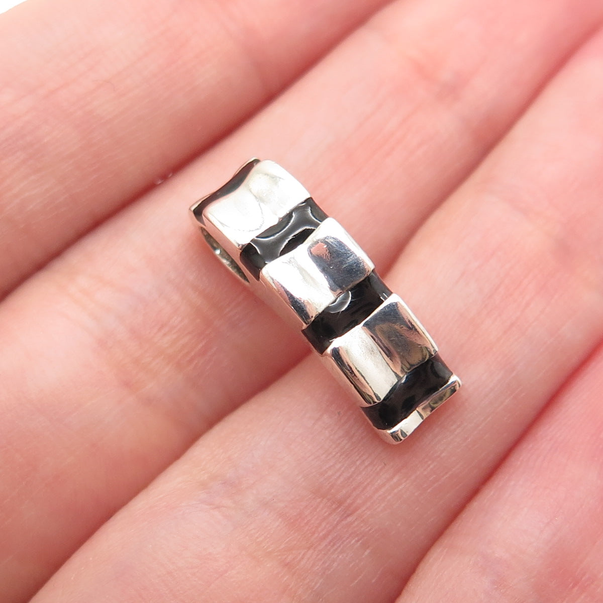 925 Sterling Silver Vintage Enamel Candy Cane Minimalist Slide Charm Pendant