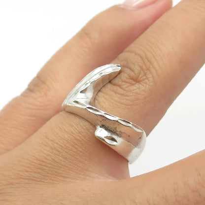 925 Sterling Silver Vintage Claw Cocktail Ring Size 7.5