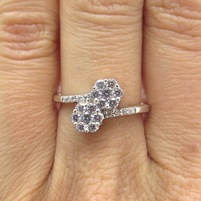 925 Sterling Silver Round-Cut Shaped C Z Bypass Ring Size 7.75