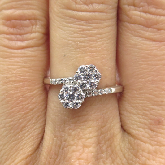 925 Sterling Silver Round-Cut Shaped C Z Bypass Ring Size 7.75