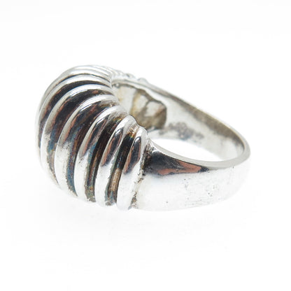 925 Sterling Silver Vintage Ribbed Dome Oxidized Ring Size 6.5