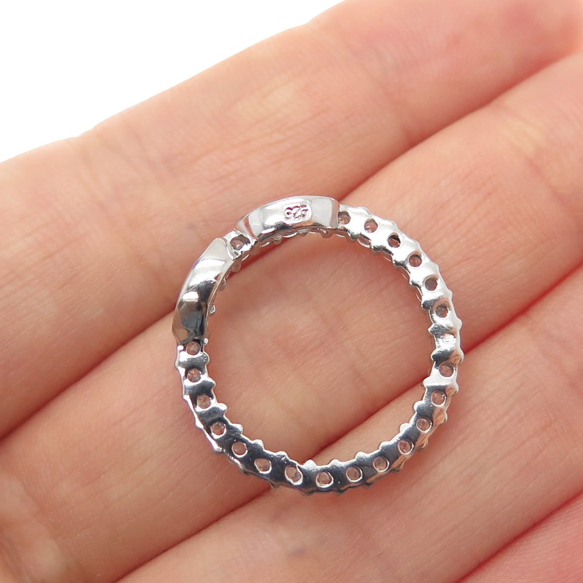 925 Sterling Silver Round-Cut C Z Circle of Life Mini Slide Charm Pendant