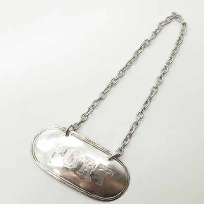 925 Sterling Silver Antique Art Deco Howard & Co. "Port" Bottle Tag