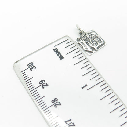 925 Sterling Silver Vintage Chinese Character Charm Pendant