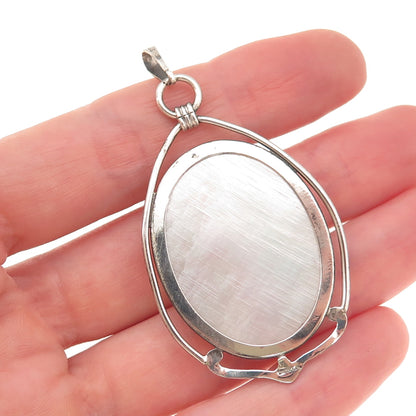 925 Sterling Silver Vintage Real Carved MOP Jesus Cameo Charm Pendant