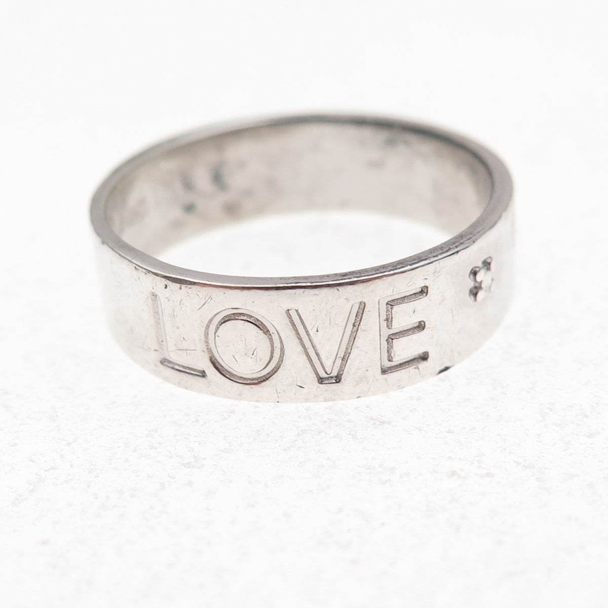 Ross Simons 925 Sterling Silver Real Diamond Love Band Ring Size 8.25