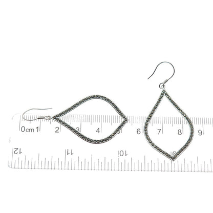 925 Sterling Silver Real Marcasite Modernist Dangle Earrings