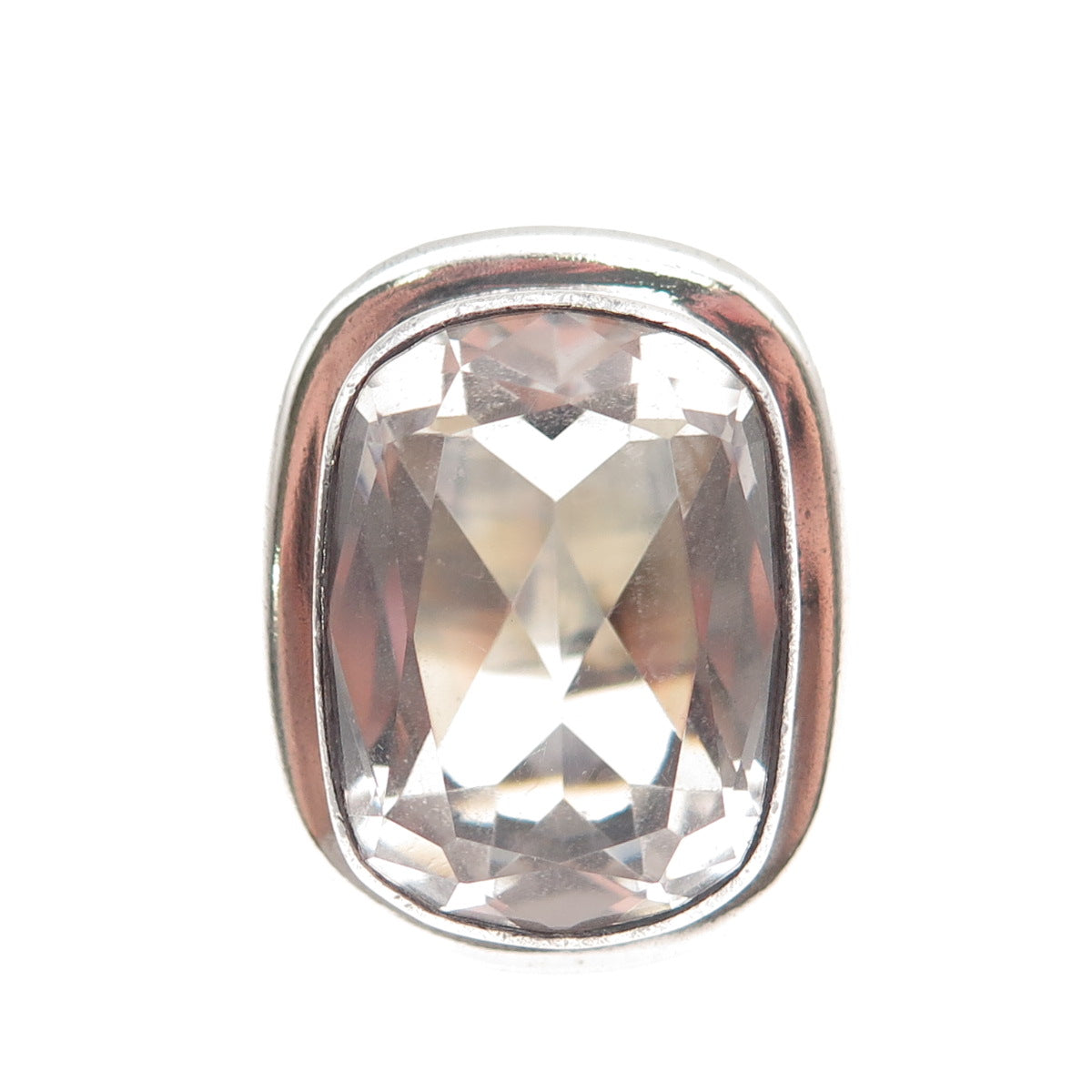 Janice Girardi 925 Sterling Vintage Real Crystal Modernist Oxidized Ring Size 5