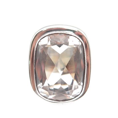 Janice Girardi 925 Sterling Vintage Real Crystal Modernist Oxidized Ring Size 5