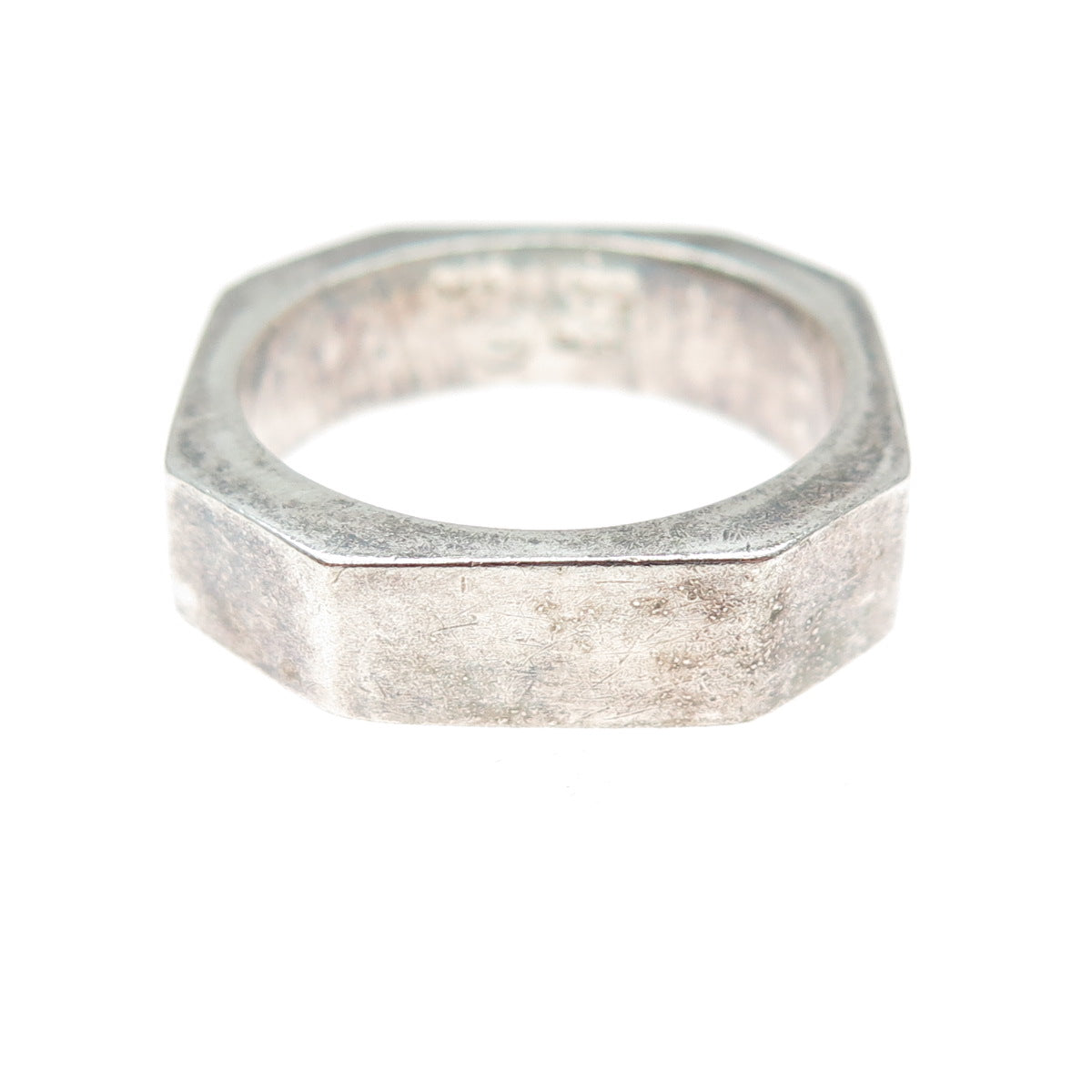 925 Sterling Silver Vintage Geometric Oxidized Band Ring Size 8.25