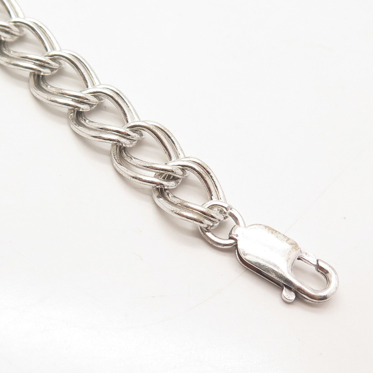 925 Sterling Silver Vintage Cable Link Bracelet 7.5"