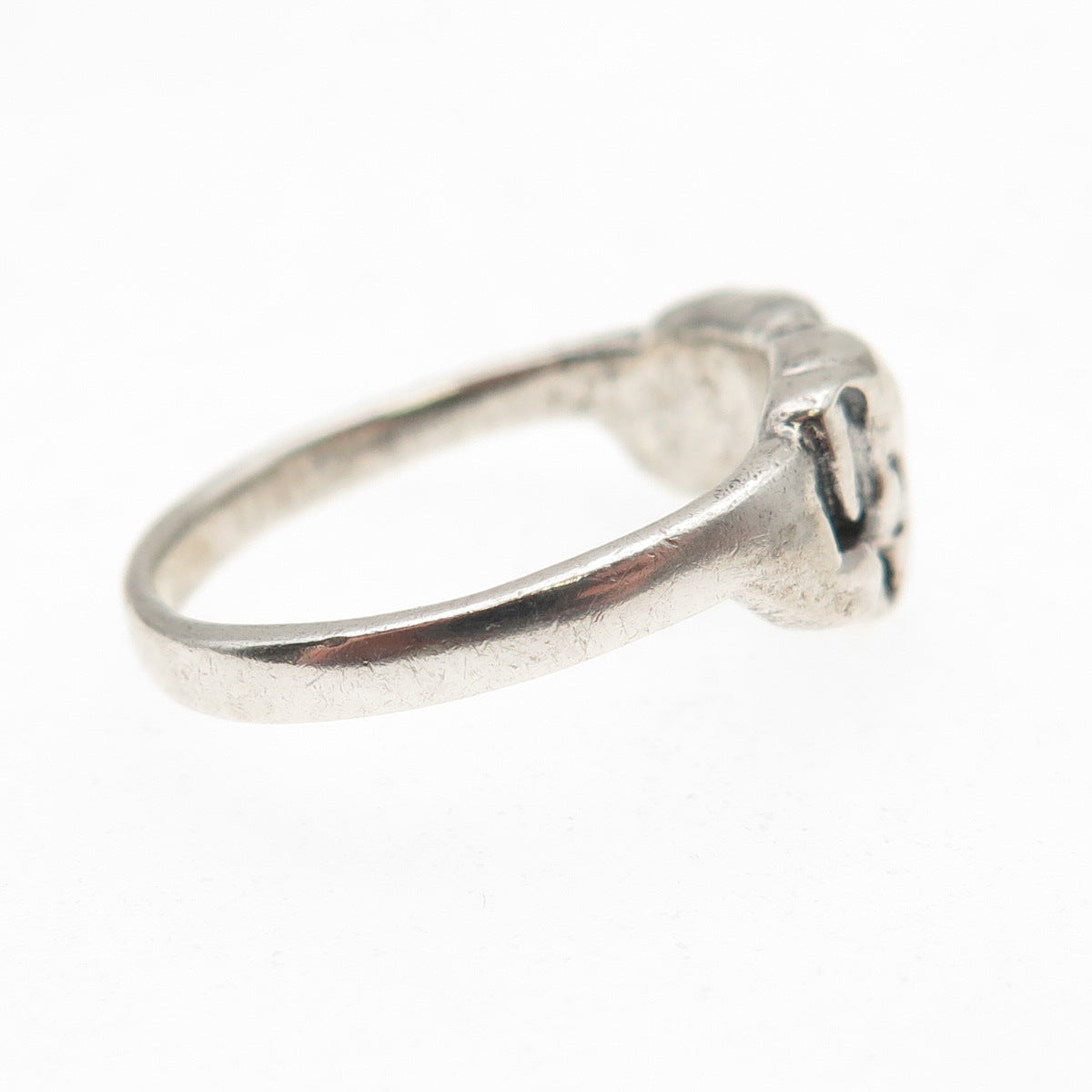 925 Sterling Silver Vintage Elephant Couple Oxidized Ring Size 7