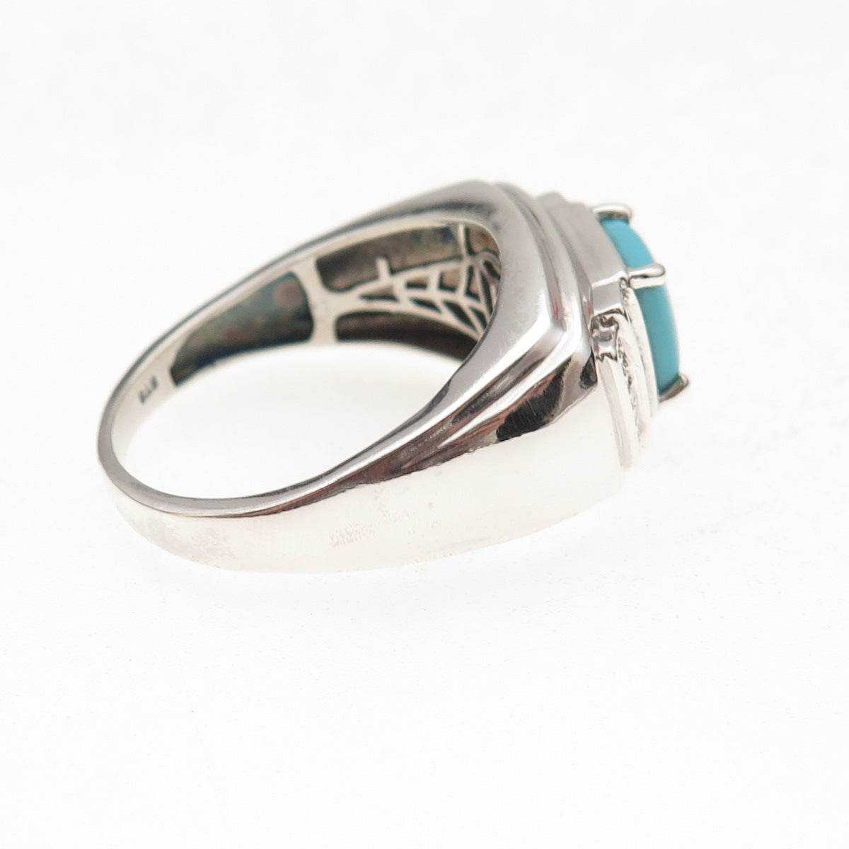 Chuck Clemency 925 Sterling Silver Real Turquoise & Tanzanite Ring Size 14
