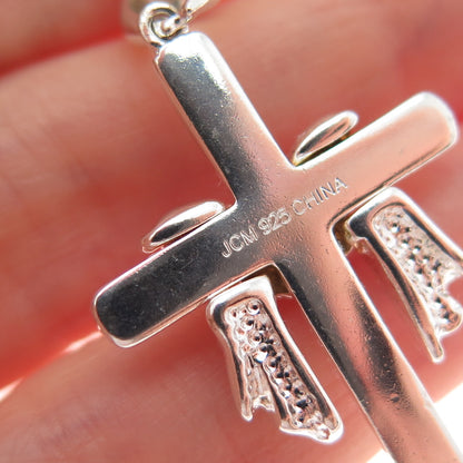 JCM Jacmel Mauritius 925 Sterling Silver Vintage Cross Charm Pendant