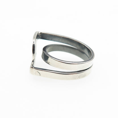 925 Sterling Silver Vintage Mexico Modernist Zig Zag Ring Size 7.25