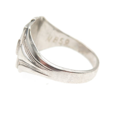 SK&F 925 Sterling Silver Antique Art Deco Enamel Catholic School Ring Size 10
