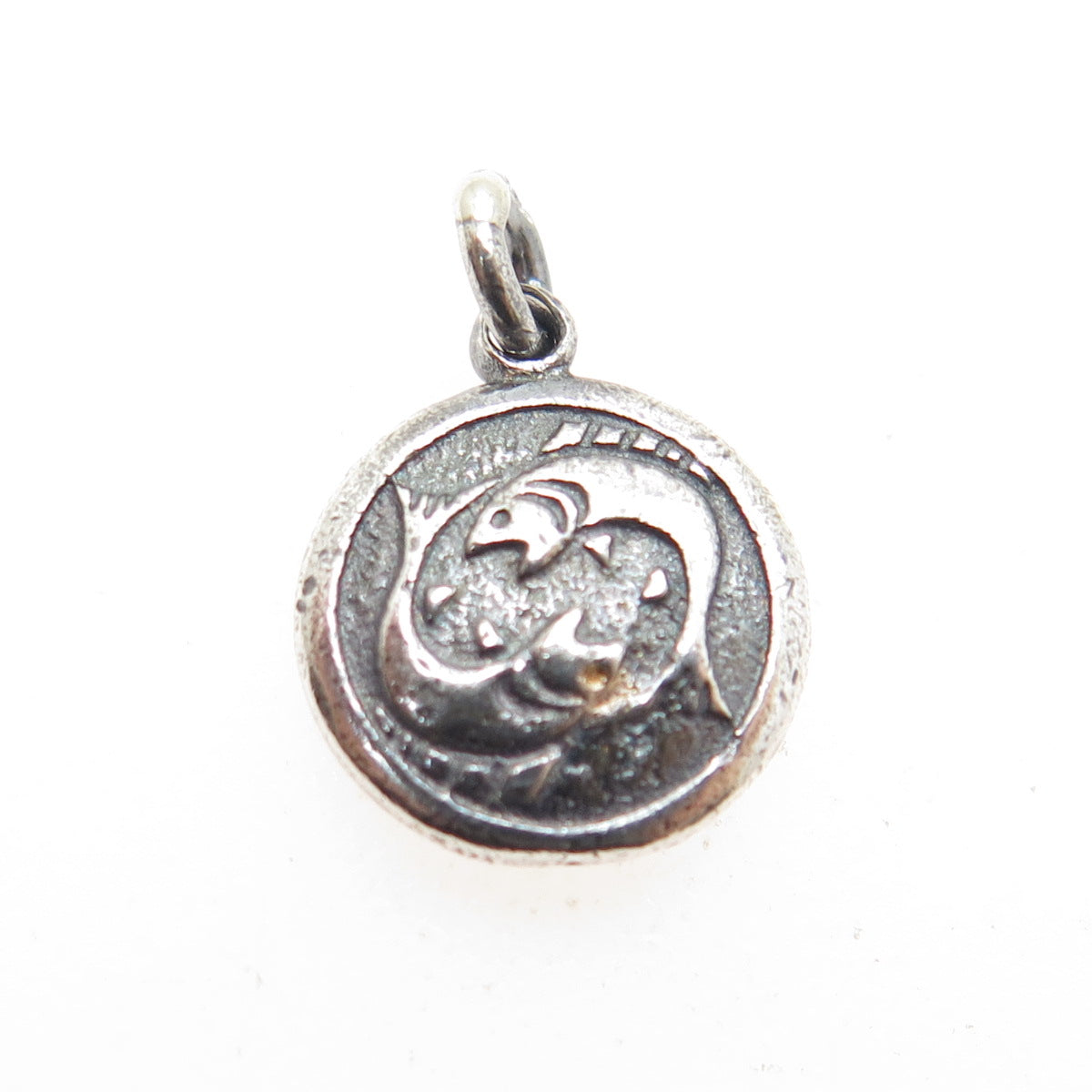 925 Sterling Silver Vintage Pisces Zodiac Dragon Chinese Horoscope Mini Pendant