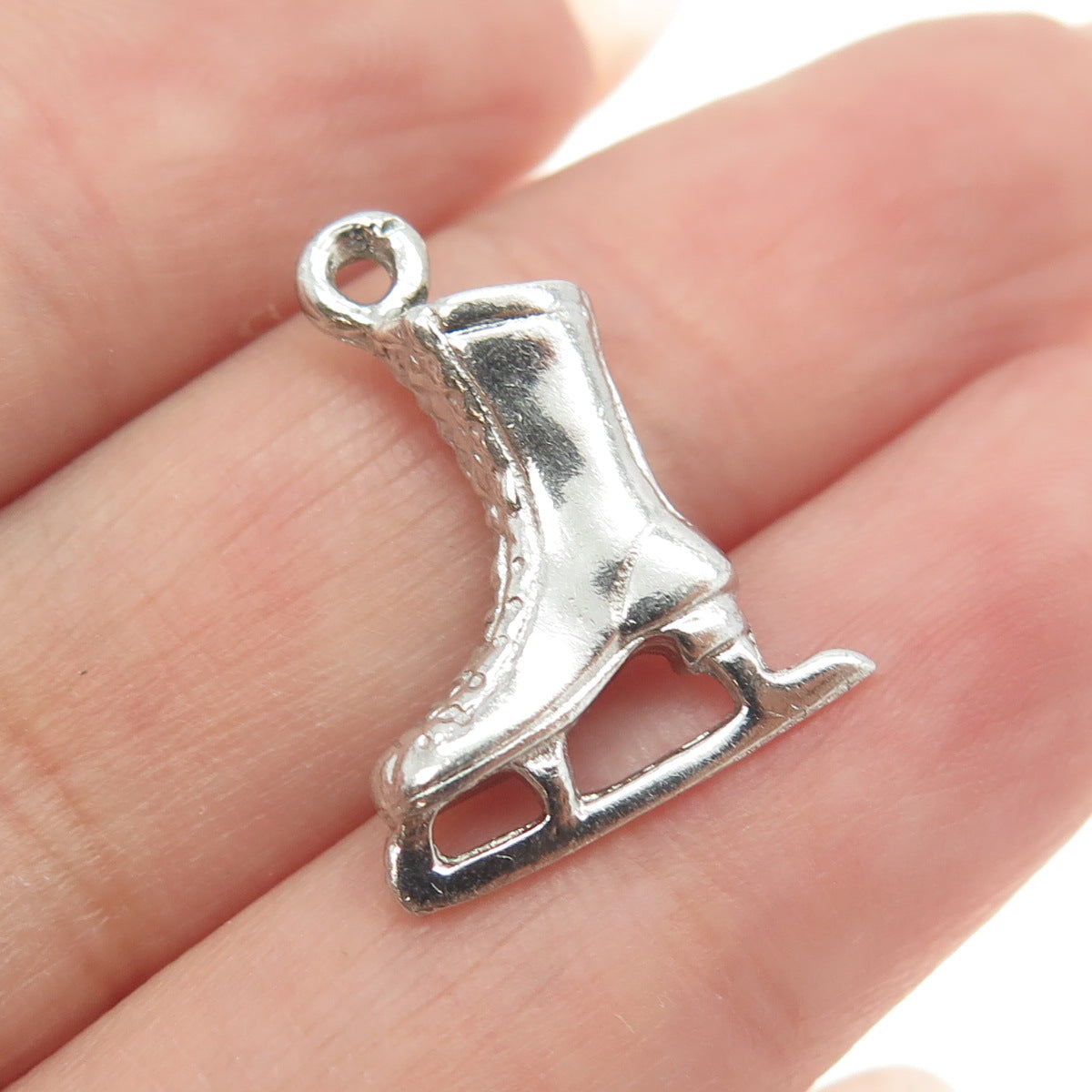 925 Sterling Silver Vintage Ice Skating Shoe 3D Charm Pendant