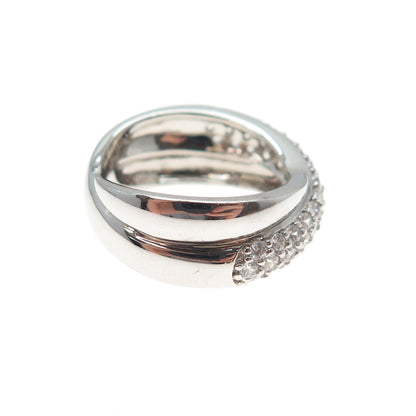 925 Sterling Silver Round-Cut C Z Interlocked Crisscross Ring Size 5.25
