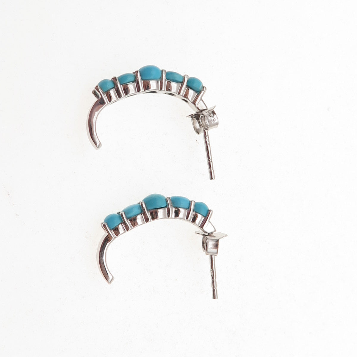925 Sterling Silver Real Sleeping Beauty Turquoise Earrings