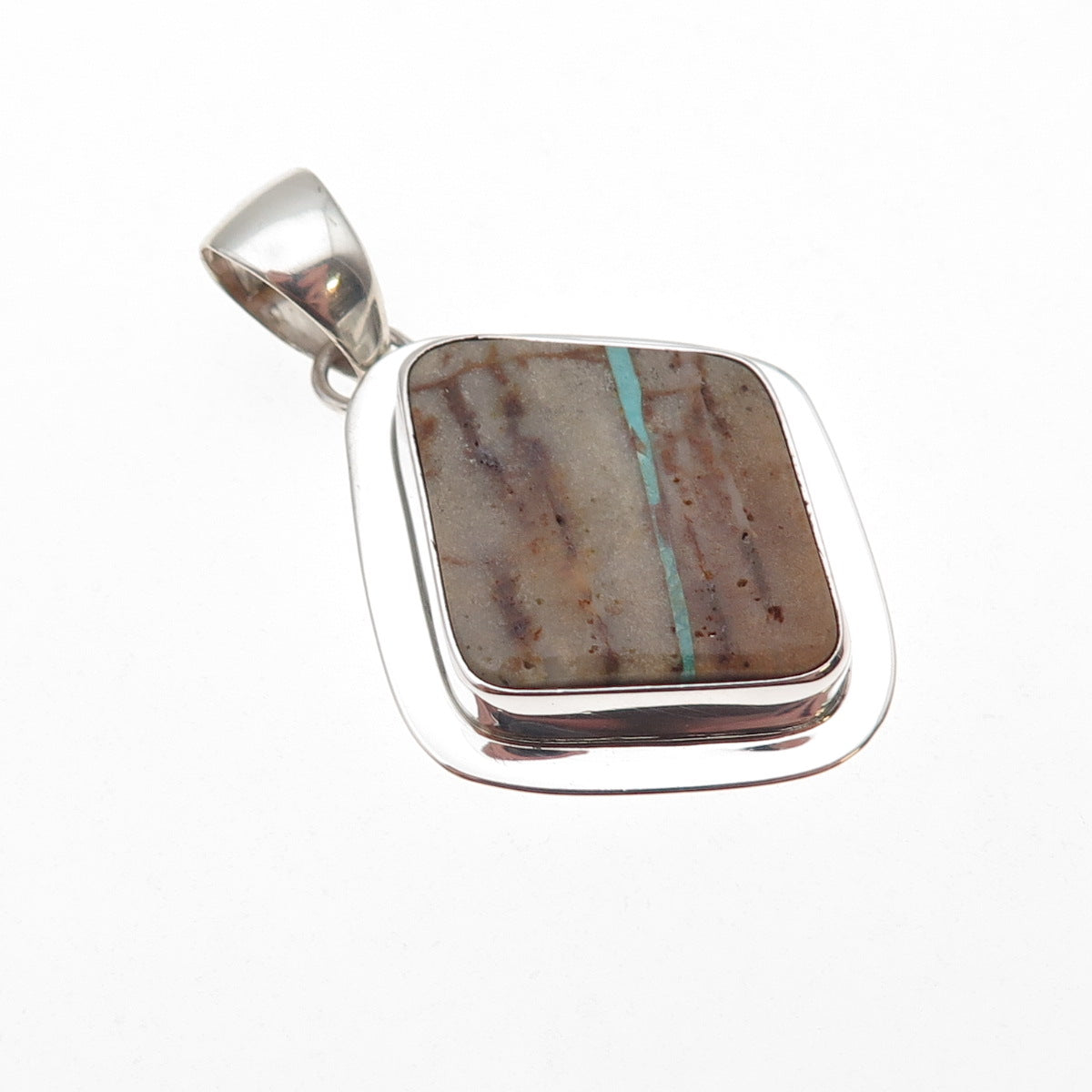 Peggy Skeets Navajo Old Pawn Sterling Silver Vintage Jasper & Turquoise Pendant