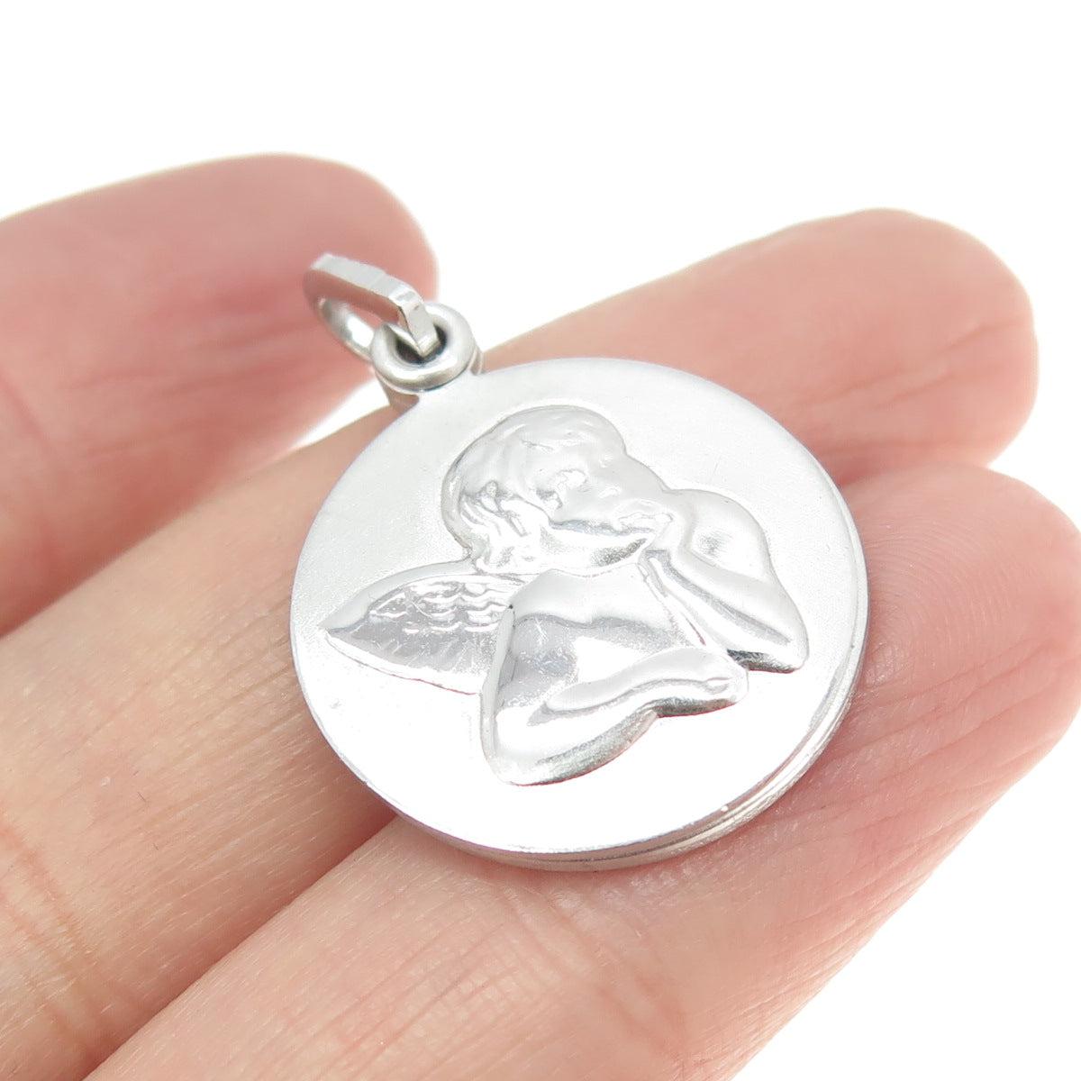 925 Sterling Silver Vintage Cherub Slide Round Locket Pendant