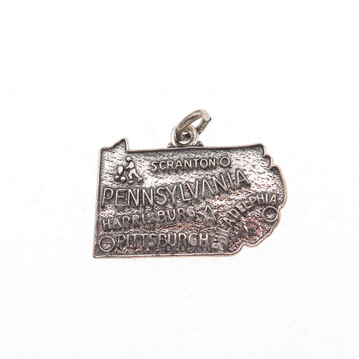 Danecraft 925 Sterling Silver Vintage Pennsylvania State Map Charm Pendant