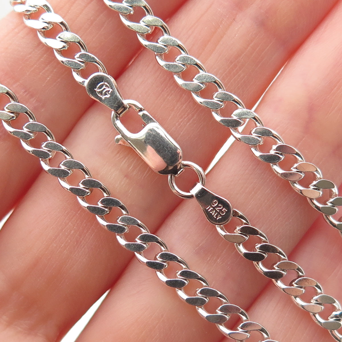 925 Sterling Silver Italy Curb Chain Necklace 18"
