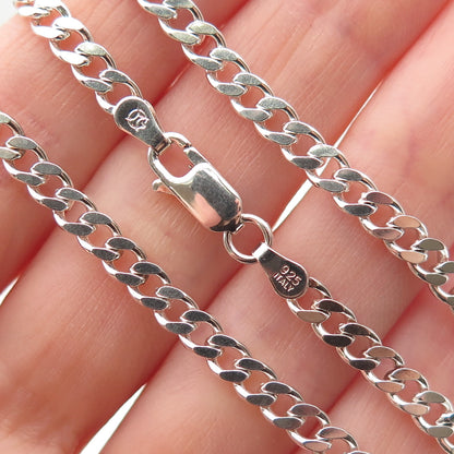 925 Sterling Silver Italy Curb Chain Necklace 18"