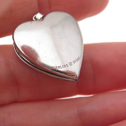 Disney 925 Sterling Silver Vintage Tinker Bell Heart Locket Charm Pendant