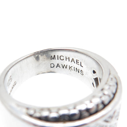 MICHAEL DAWKINS 925 Sterling Silver Real Round-Cut Diamond Ring Size 6.25