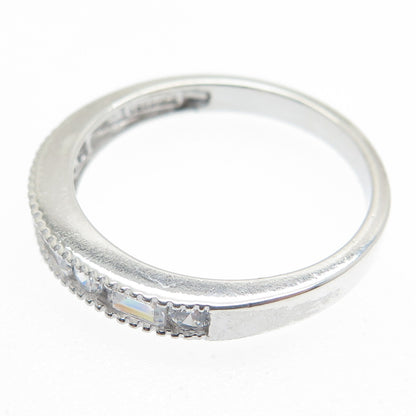 925 Sterling Silver Round & Emerald-Cut C Z Ring Size 9.25
