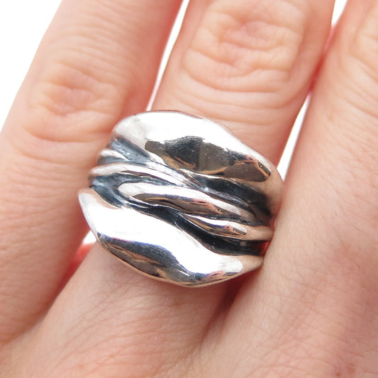 HAGIT GORALI Sterling Silver Vintage Israel Modernist Oxidized Ring Size 5.75
