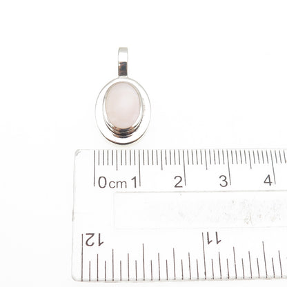 925 Sterling Silver Vintage Real MOP Oxidized Mini Charm Pendant