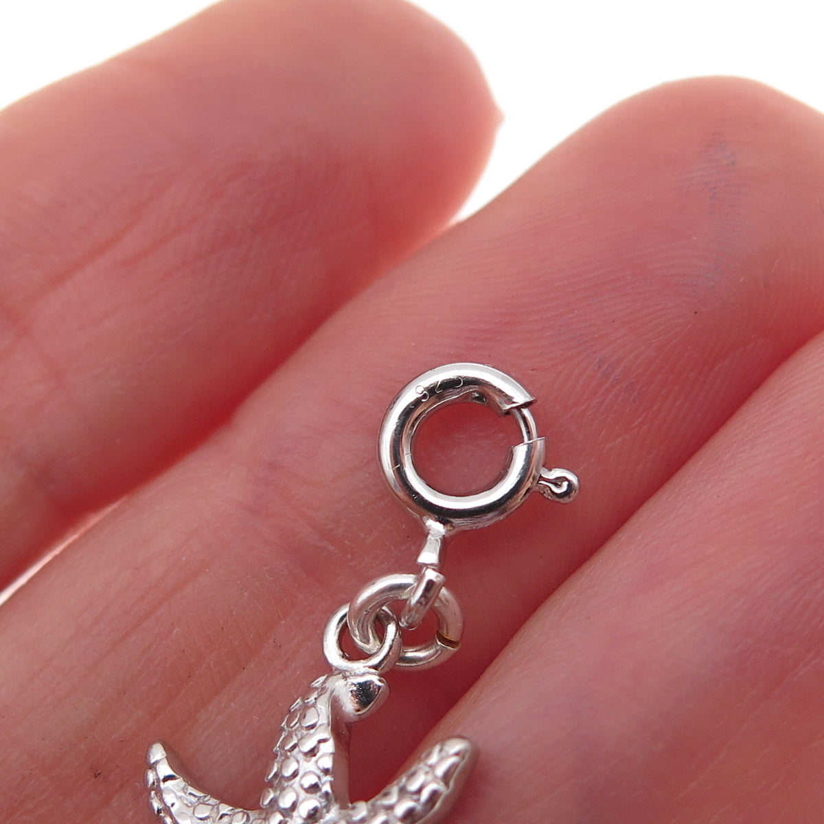 925 Sterling Silver Starfish Spring Ring Lock Charm Pendant